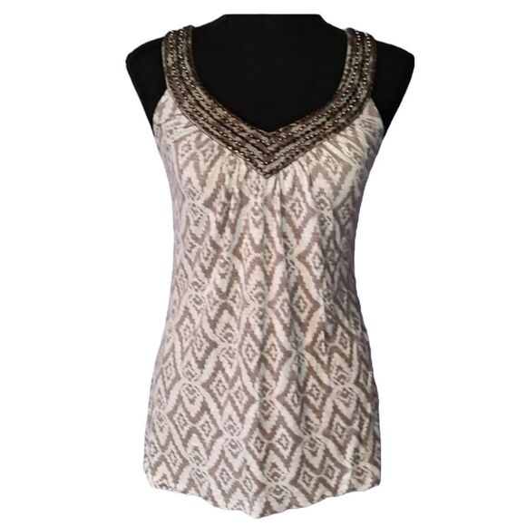 INC Beaded V Neck Tank Small - Picture 1 of 4